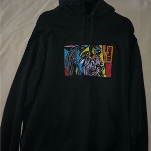 Supreme Black Hoodie with Colorful Graphic
